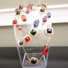 Linea by Louis dell'Olio necklace Byzantine glass stations multicolored signed