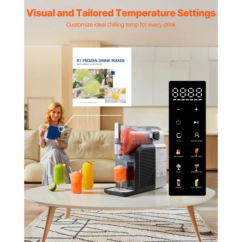 Máquina para hacer aguanieve Uimoso 2L sin necesidad de hielo máquina para hacer bebidas congeladas programa de 6 preestablecidos Foto 4 de 4