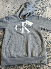 Calvin Klein Logo Kids Gray Hoodie Medium 10/12