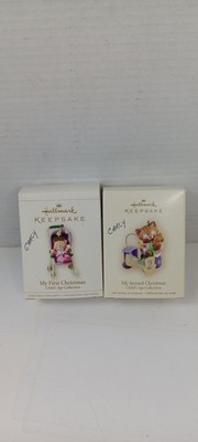 Hallmark Carly's First & Second Christmas Keepsake Ornaments Kitten Cat Set