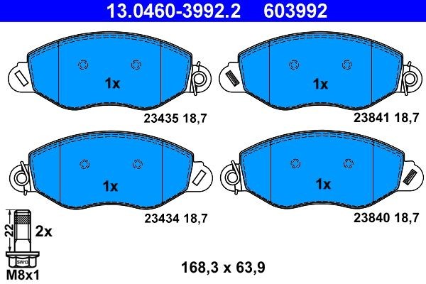 Bremsbelagsatz Scheibenbremse Ate 13.0460-3992.2 (1Satz-1Stk)-image