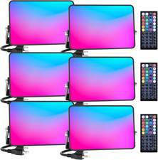 50W RGBW LED Flood Lights with Remote, 6 Pack, IP66 for Events Parties