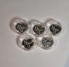 Lot of 5x 1g .999 Fine Silver Heart shaped I Love U