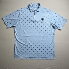 TRUMP National Los Angeles Fairway & Greene Men's L Golf Polo Shirt Blue Car AOP