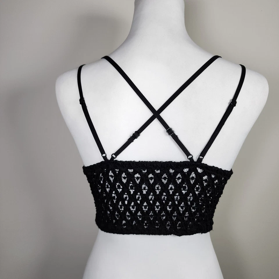 Anemone Lace Bralette Womens Medium Unstructured Black Boho Double Straps Adjust - Изображение 4 из 4