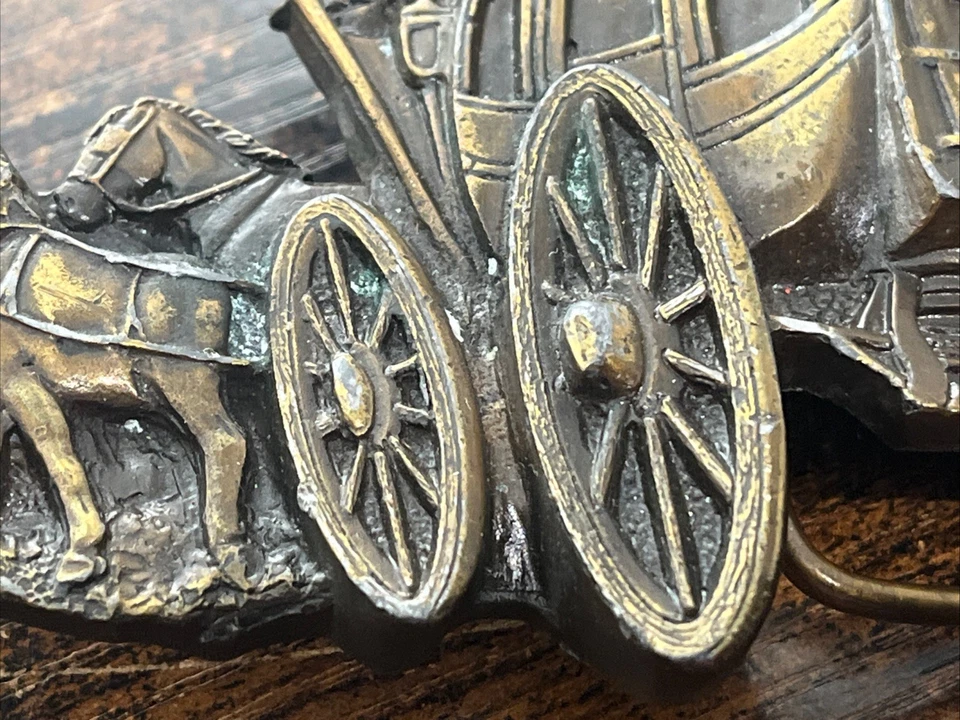 Vintage 1979 BERGAMOT Western Belt Buckle Stage Coach Rodeo Retired Collectible - Image 3 of 4