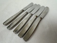 FIVE Dinner Knives WMF LINE Pattern Triangle Mark Germany Stainless Satin 8 3/8"