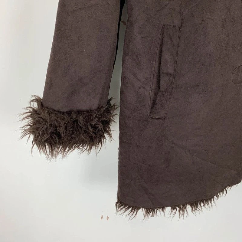 Y2K Style & Co Afghan Jacket Womens Large Brown Faux Suede Toggle Button Coat - Image 4 of 4