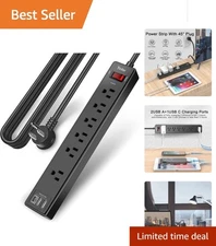 10Ft Surge Protector Power Strip with 6 AC Outlets & 3 USB Ports - 1680J Safety
