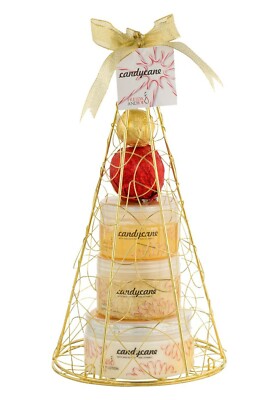 Holiday Spa Bath & Body Gift Set Candy Cane Peppermint Gold Tree Display