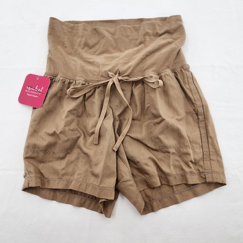 Isabel Maternity Womens Size Small Twill Pull on Khaki Shorts - 第 1/5 張圖片