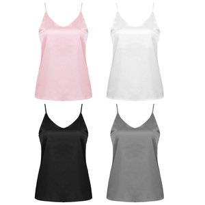 Womens-Smooth-Satin-V-Neck-Silk-Sexy-Vest-Camisole-Sleeveless-Tank-Top-T-Shirts