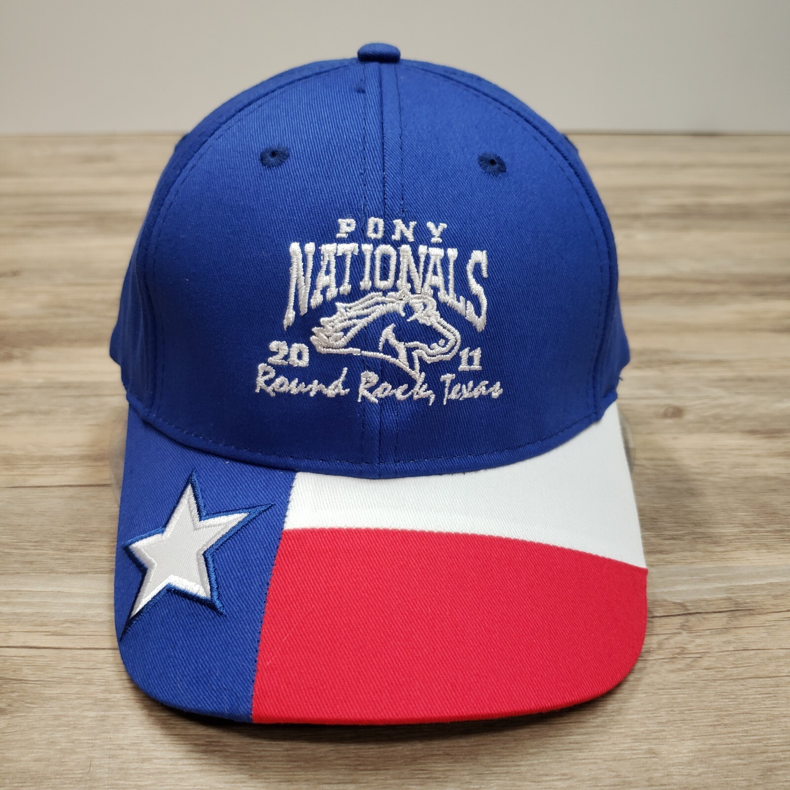 Cappello Berretto Pony Nationals 2011 Cinturino Schiena Rotondo Rock Texas Bandiera Regolabile