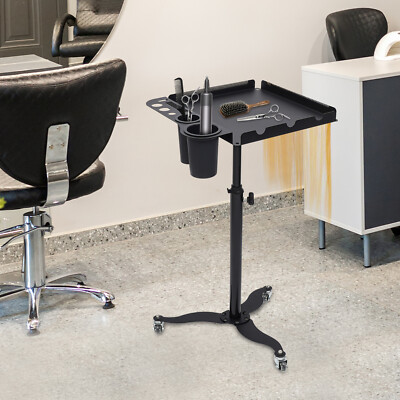 Salon Rolling Tray Beauty Hair Stylist Storage Mobile Trolley Cart with 2 Bowls