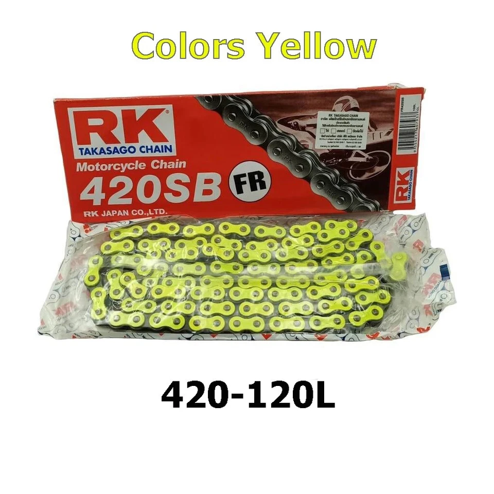 Chain Yellow RK Motorcycle 420-120L Stunt Parts Accessories Road Bike Speed - Image 2 of 2