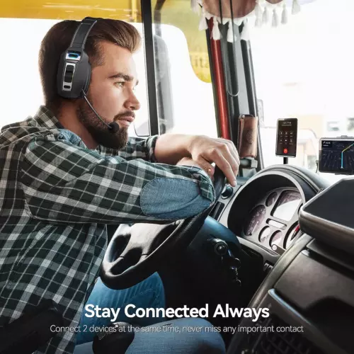 Trucker Bluetooth 5.2 Headset Wireless With Noise Cancelling Mic For Phones PC - Picture 8 of 18
