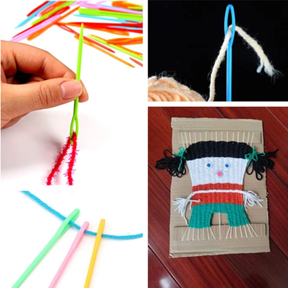 5x agujas de hilo, plástico Big Eye Safety 3,54" niños coser ganchillo manualidades, EE. UU. Foto 4 de 4