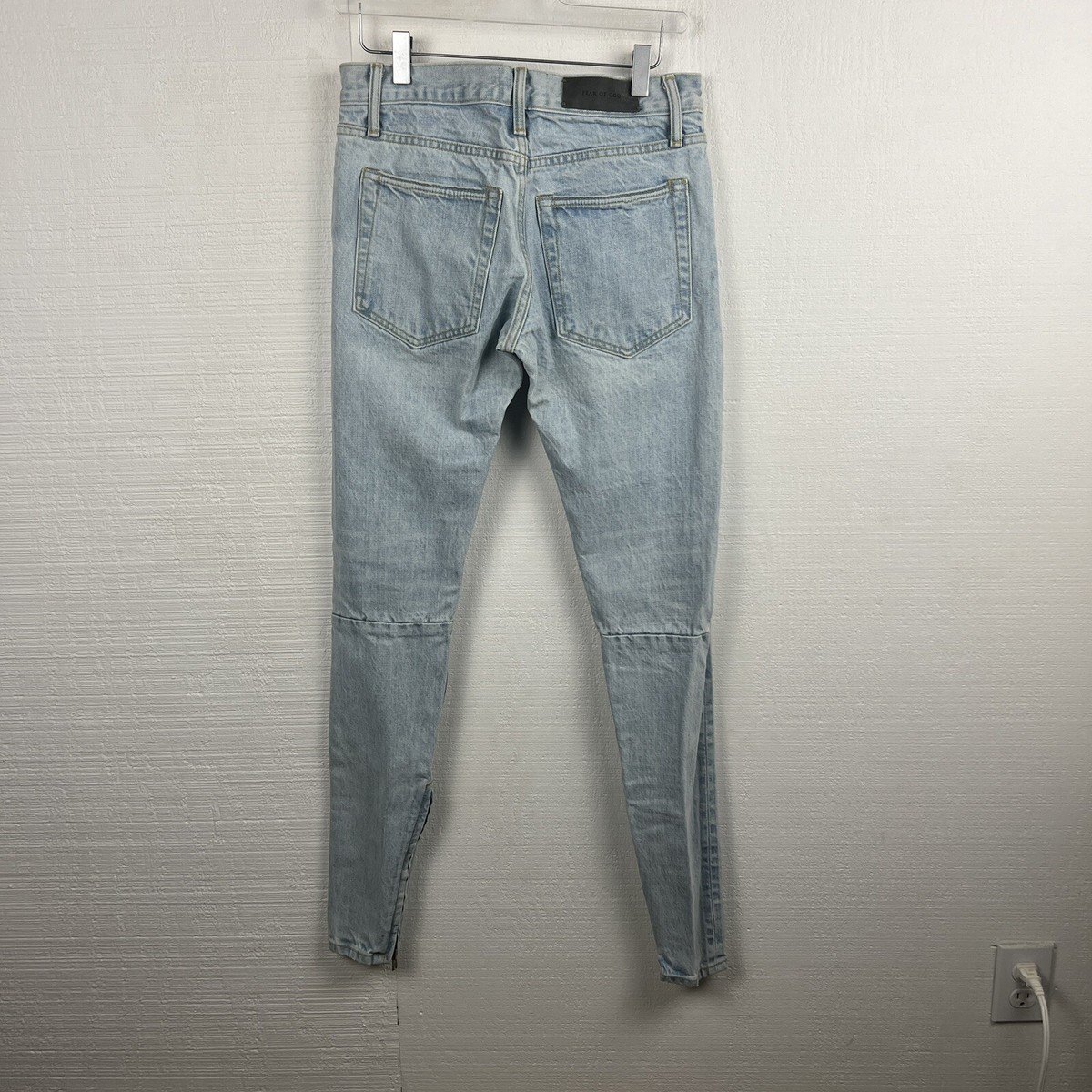 Fear Of God Jeans 29 Mens Light Blue Denim Slim Fit Zipped Fear Of God Jeans 29 Mens Light Blue Denim Slim Fit Zipped