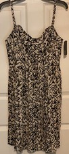 AGB Women's Dress 12 Sundress Sleeveless Short A-Line Black White Geometric BNWT