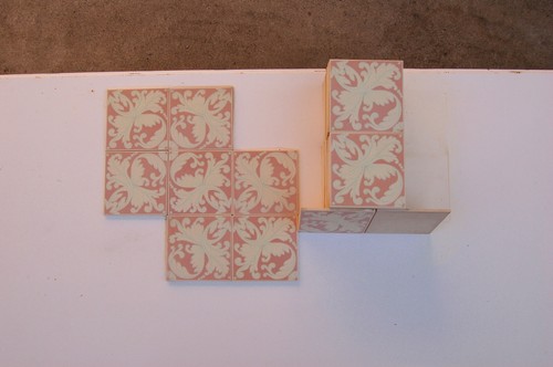 59 Tiles Vintage Unused Pink Decorum Floreale. Throughout Individually