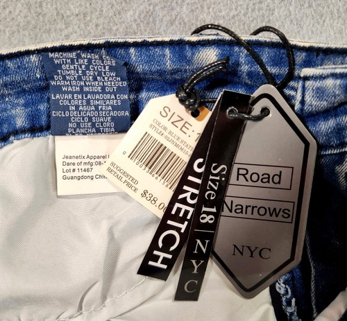 NWT Road Narrows NYC Jeans Youth Size 18 Blue Static 31x29.5 Stretch Pocket - Picture 16 of 17