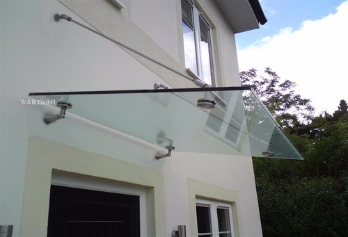 Glasvordach Vordach 200 x 90 cm Haustür Türvordach 1,2 cm VSG inkl. Halter