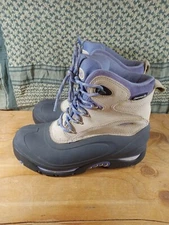 Columbia Bugaboo too White Black Blue Women's Size 8.5 Waterproof Winter Boot GC