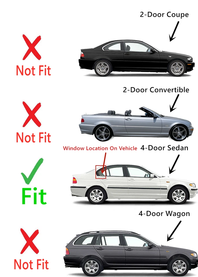Fit 99-05 BMW 323i/325i/328i/330i Sedan Passenger Right Rear Vent Window Glass Foto 2 de 4