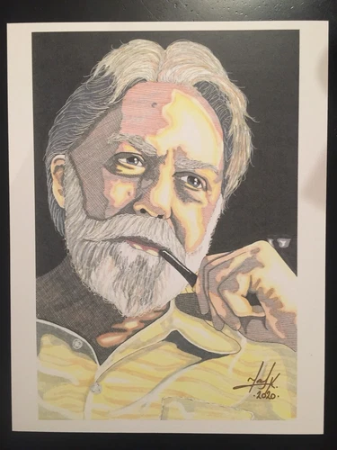 8.5x11 Civil War Historian Shelby Foote Sketch Print Signed By Artist TonyKeaton