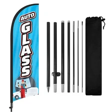 FSFLAG 8FT Auto Glass Advertising Feather Flag Banner with Pole and Ground Stake