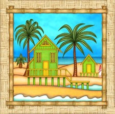 Ceramic Backsplash Tile Mural Beach Scene Kitchen/Bathroom/Shower - Surf Shack 1