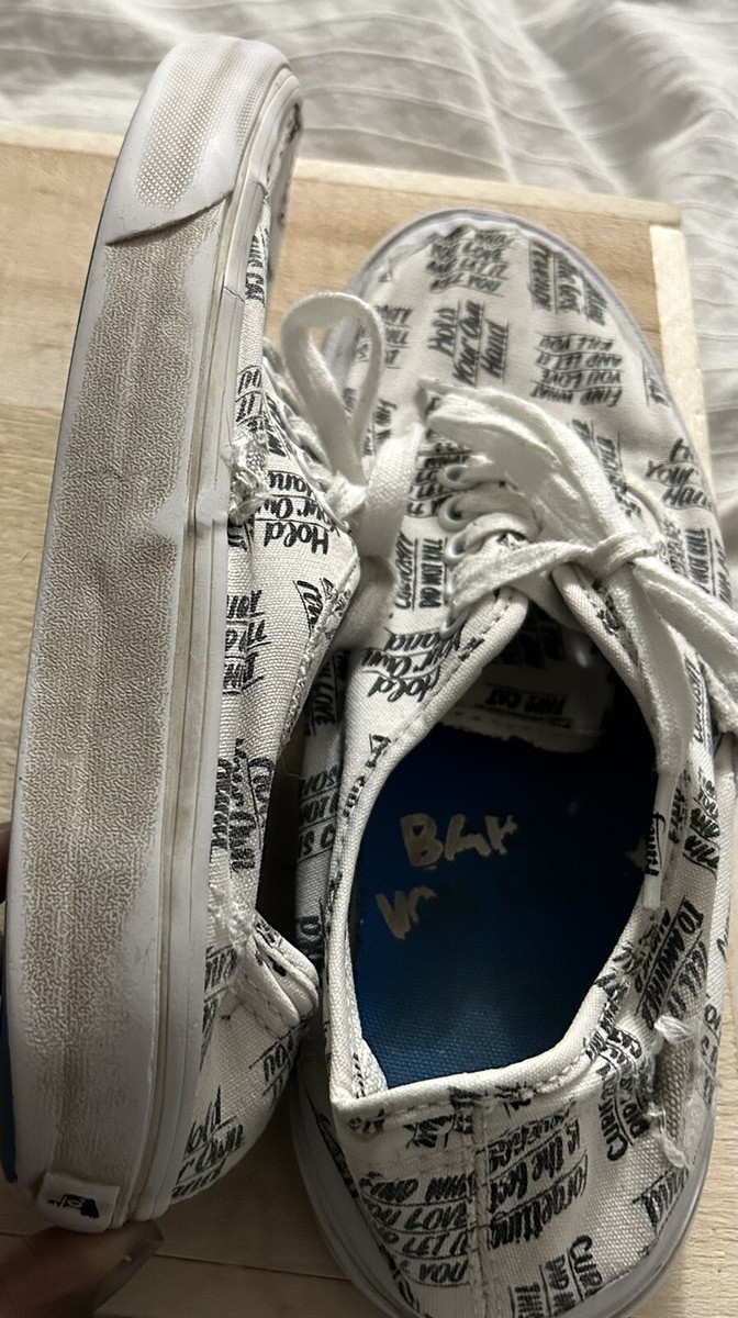VANS x Baron Von Fancy White Print Authentic Low Distressed VANS x Baron Von Fancy White Print Authentic Low Distressed