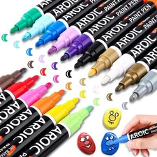 AROIC Paint Pens Paint Markers 16 colors Oil-Based Waterproof Paint Marker Pe...