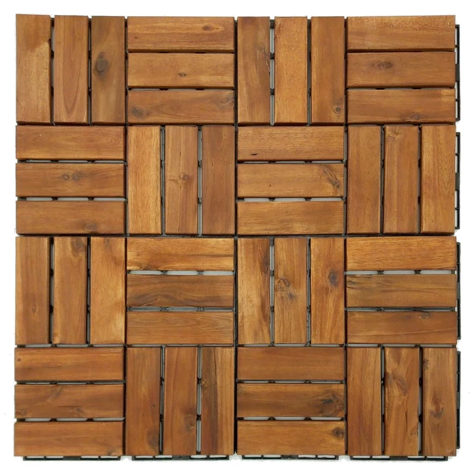 3m² Holzfliesen Terrassenfliesen Holz Fliesen Mosaik 30x30 cm 33 STK Balkonboden - Bild 2 von 4