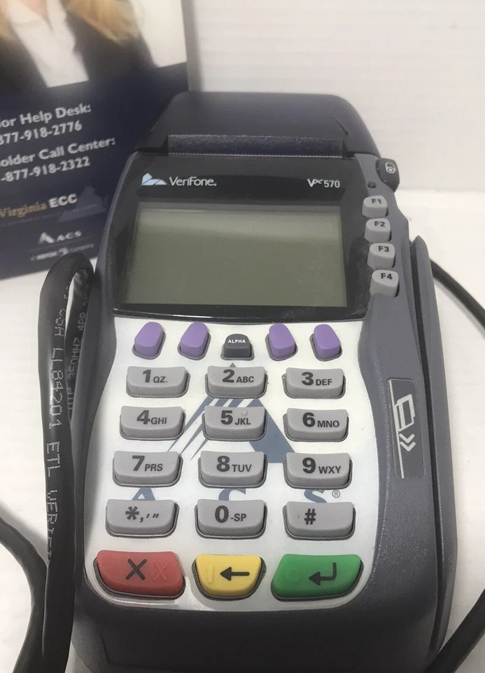 Verifone VX570 OMNI 5700 Credit Card Terminal Reader, Works, No Charging Cord - Image 3 of 4