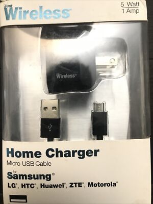 Just Wireless 1.0A/5W 1-Port USB-A Home Charger with 6ft TPU Micro USB to USB-A 