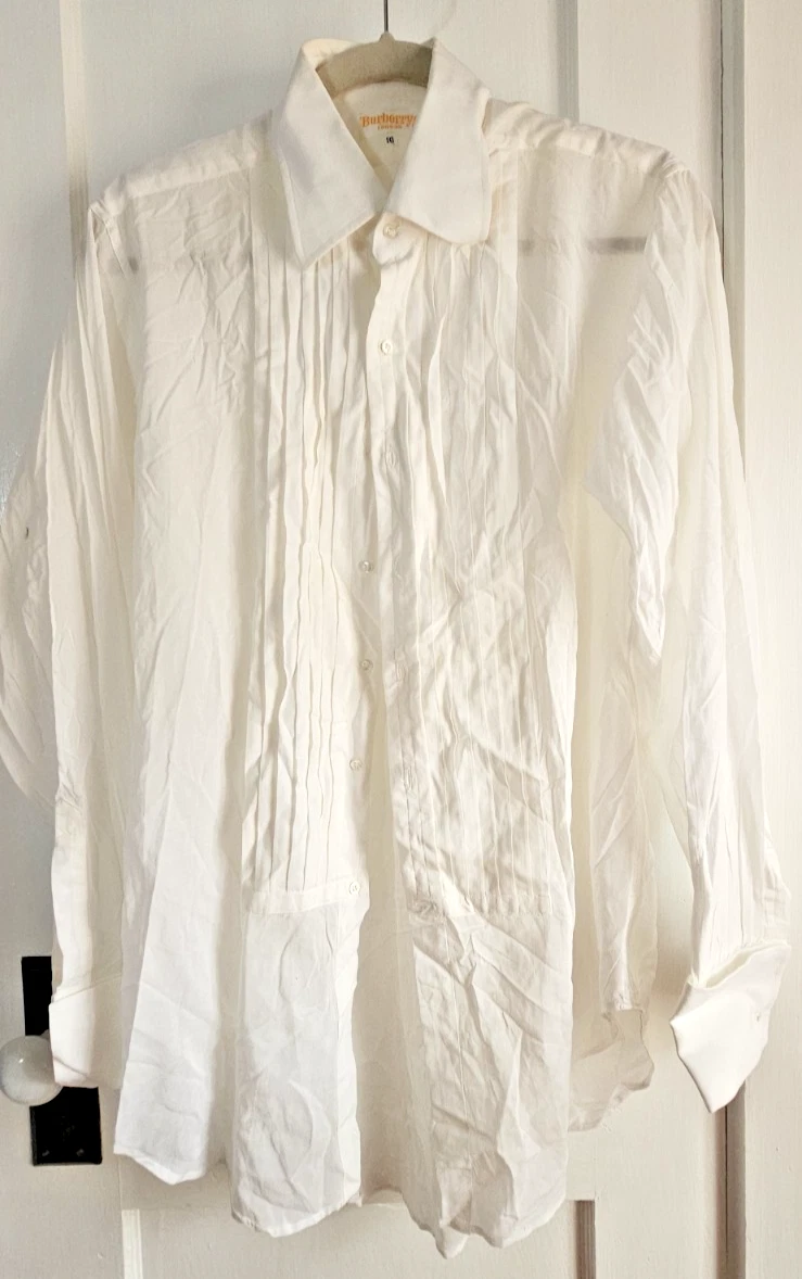 Abito smoking vintage Burberry's London RECD camicia plissettato polsino francese taglia 16