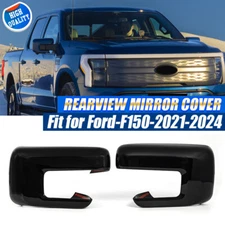 Glossy Black Side Door Mirror Cover Cap For Ford F150 F-150 2021 2022 2023-2024