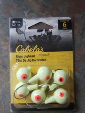 Cabela's 6 Pack River Jighead Red EYE Swimbait Umbrella Alabama Rig Glow 1 Oz ea