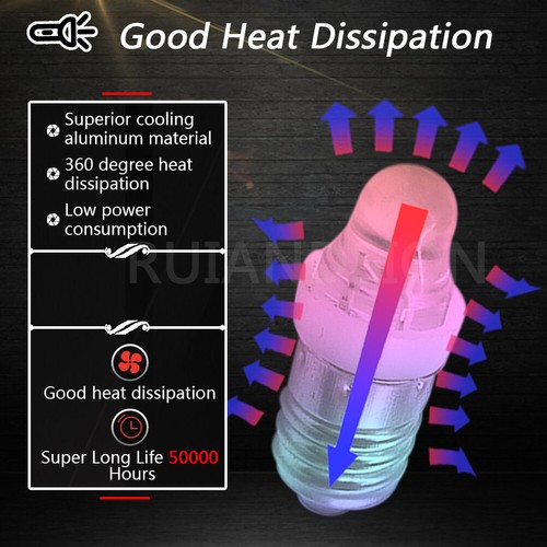 4pcs E10 LED Screw Base Car Interior Light Flashlight Bulb Bicycle Lamp DC 12V - Picture 5 of 7