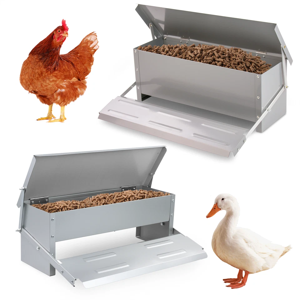 GOWTALL AUTO CHICKEN TREADLE FEEDER POULTRY FOOD BOWL HEN DUCK QUAIL FEED 5KG 10KG