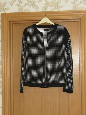 Zalora Premium black white cross long sleeve zip up woven