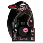 Flexi Classic Retractable Cord Dog Lead Black Medium 8m