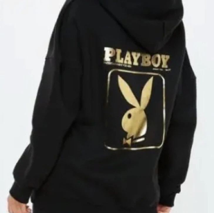 Playboy Missguided Hoodie Small 0 NEW Black Gold