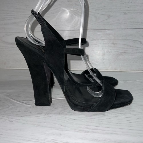 Narciso Rodriguez Zapatos UE Talla 38 Negro Gamuza Sandalias Puntera Cuadrada - Imagen 9 de 10