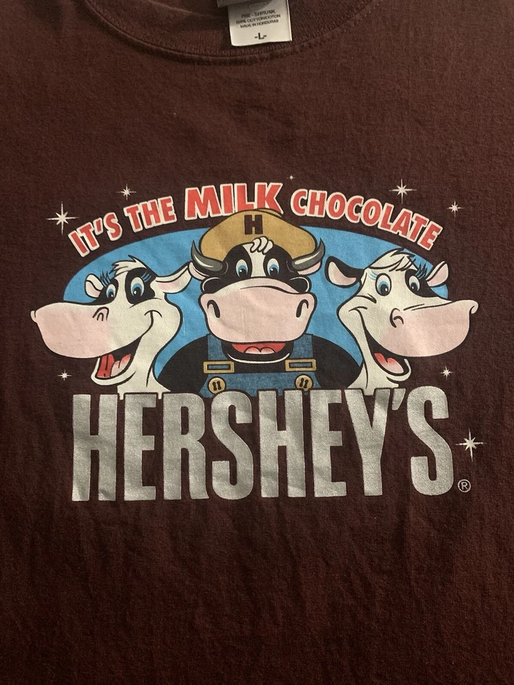 Винтажная футболка Y2K Hersheys молочный шоколад коровы графический размер L 22x30 - Изображение 3 из 4