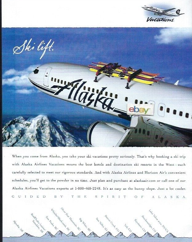 ALASKA AIRLINES BOEING 737-400 SKI LIFT IN WEST ALYESKA-WHISTLER