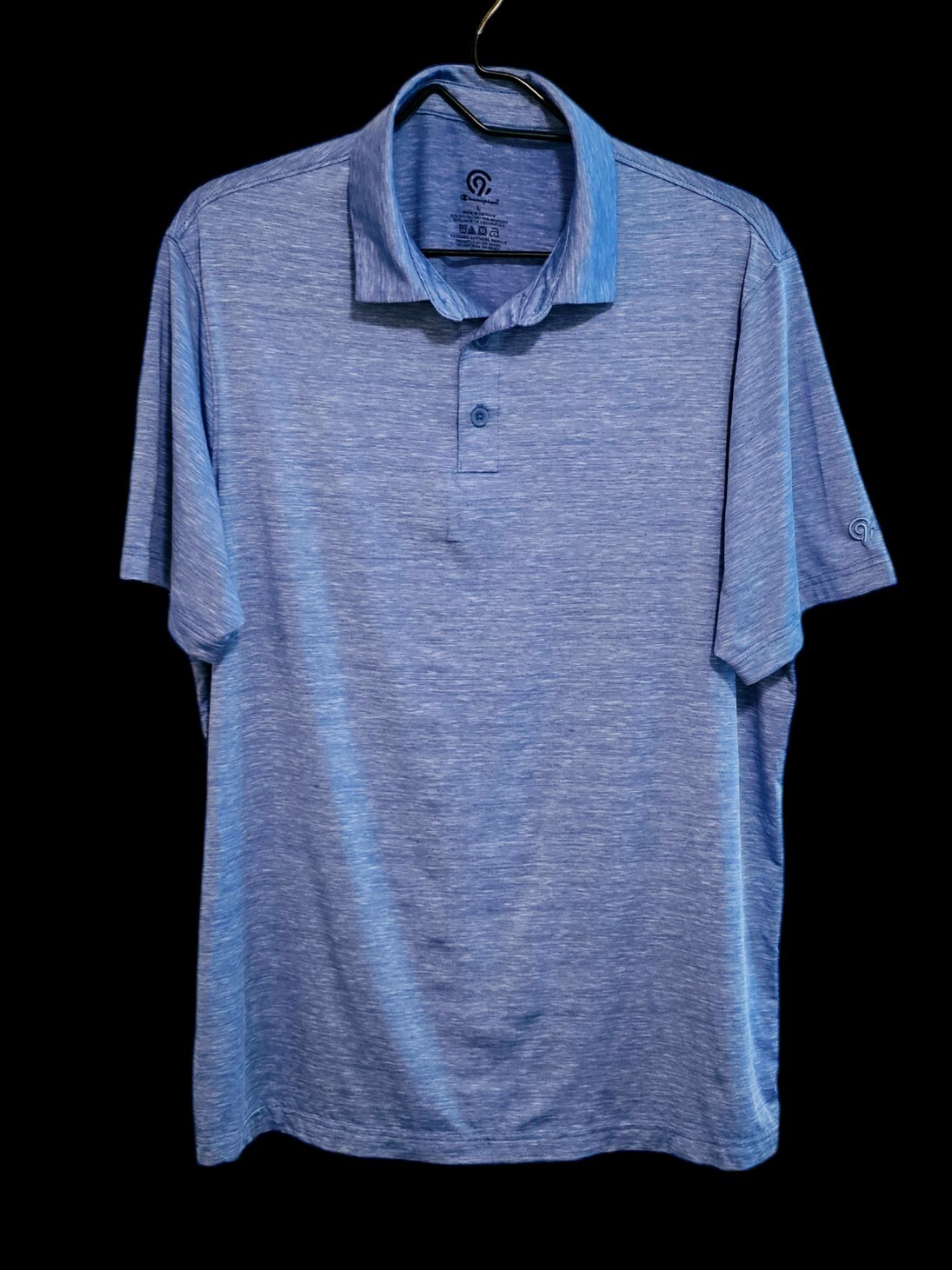 Champion Essentials Polo Shirt Men's Golf Tennis Stretch Split Hem Blue Large 