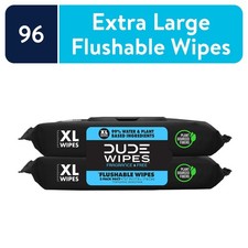 Wipes Flushable Wipes, XL Wet Wipes for At Home Use, Unscented, 48 Count, 2 Pack