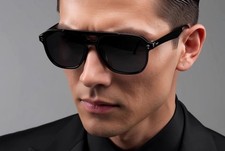 XL MENS Large Black Wide Frame Oversize Gangster Rectangular Shade Sunglasses